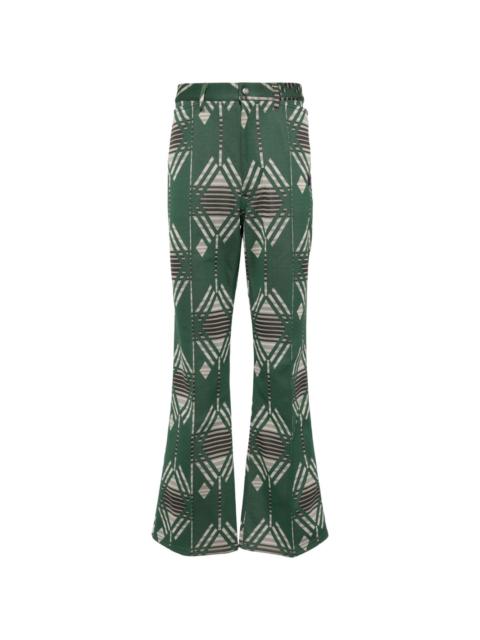 geometric-print flared trousers