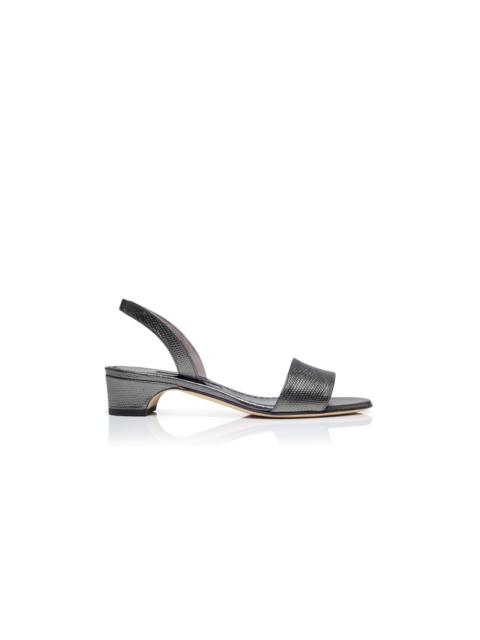 Manolo Blahnik Graphite Calf Leather Slingback Sandals