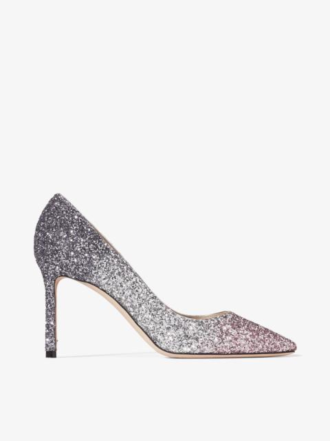 Romy 85
Ballet Pink, Silver and Anthracite Triple Glitter Dégradé Pointed Pumps