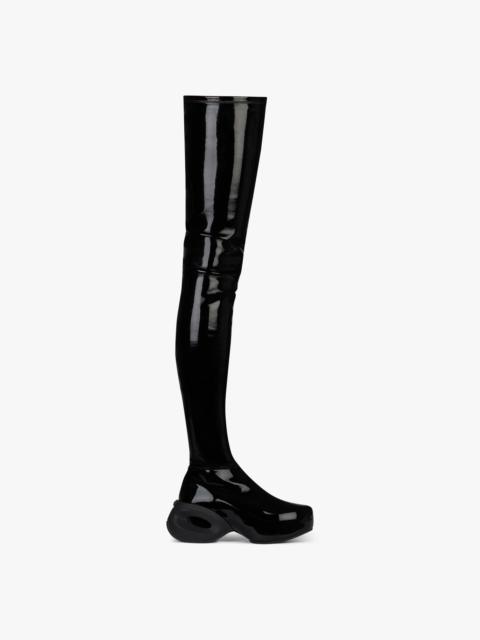 G CLOG THIGH BOOTS IN PATENT LEATHER