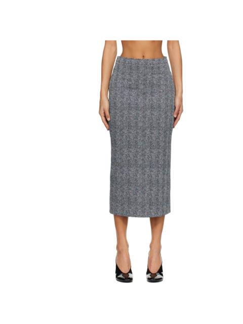 Givenchy Black & White Low Waist Kick Back Midi Skirt