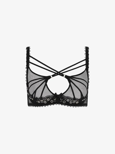 Agent Provocateur Doretta eyelet-embellished plunge mesh underwired bra