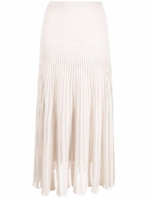 FENDI semi-sheer insert-detail pleated skirt