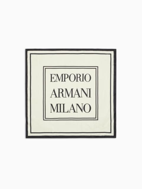 EMPORIO ARMANI Pure silk foulard with Emporio Armani Milano print