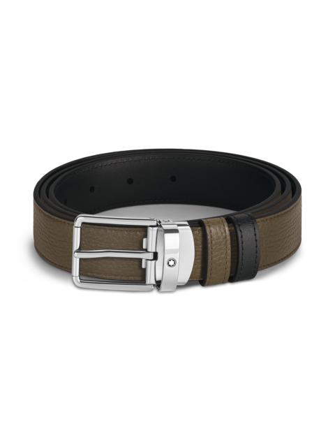 Montblanc EVERYDAY BUCKLE KHAKI/BLACK 30MM REVERSIBLE LEATHER BELT