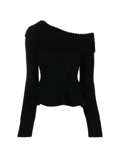 Alexander McQueen peplum-waist ribbed jumper