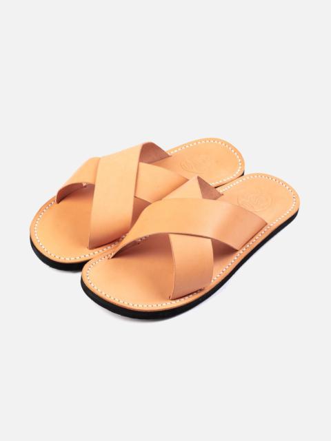 Iron Heart OGL-DRSOLE-CROSS-NAT OGL X Dr. Sole Leather Cross Sandals - Natural