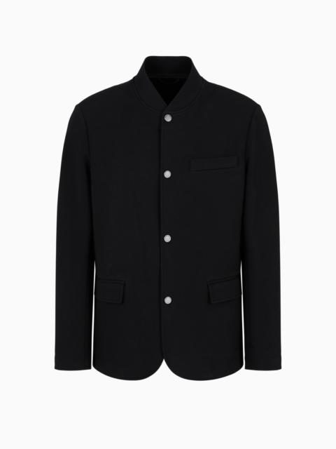 EMPORIO ARMANI Piqué jersey-fleece jacket with press studs