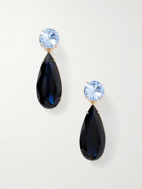 CAROLINA HERRERA Gold-tone crystal earrings Blue
