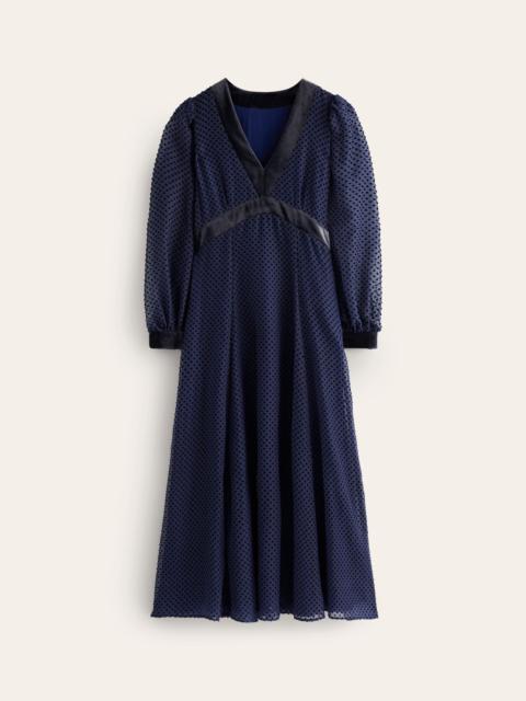 BODEN Devore Maxi Tea Dress-Navy, Devore Spot