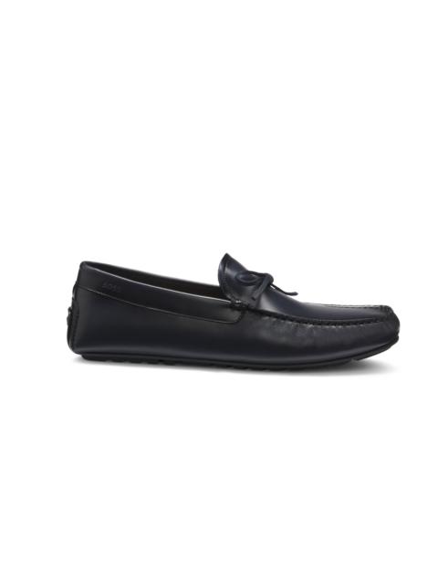 BOSS BOW-TRIM DRIVER MOCCASINS IN LEATHER
