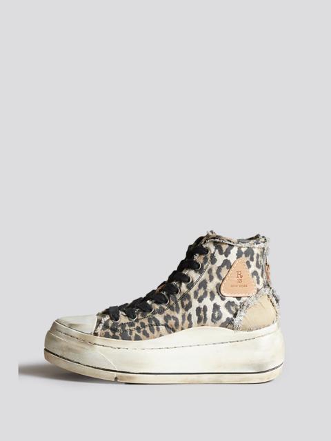 R13 KURT HIGH TOP SNEAKER - DISTRESSED LIGHT LEOPARD