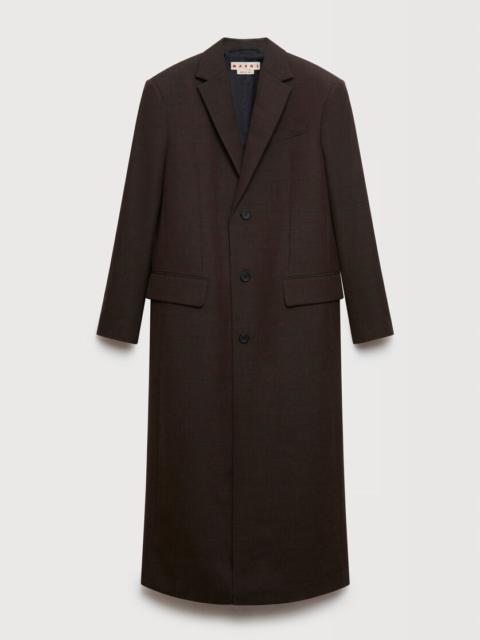 Marni BEIGE WOOL SUPER-LONGLINE COAT