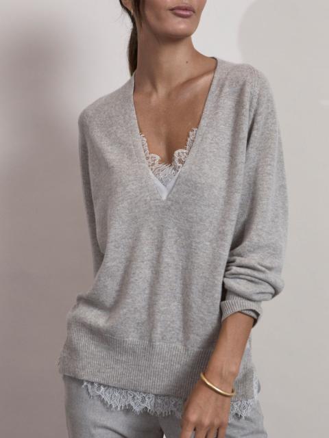 BROCHU WALKER The Lace Vee Looker Pullover