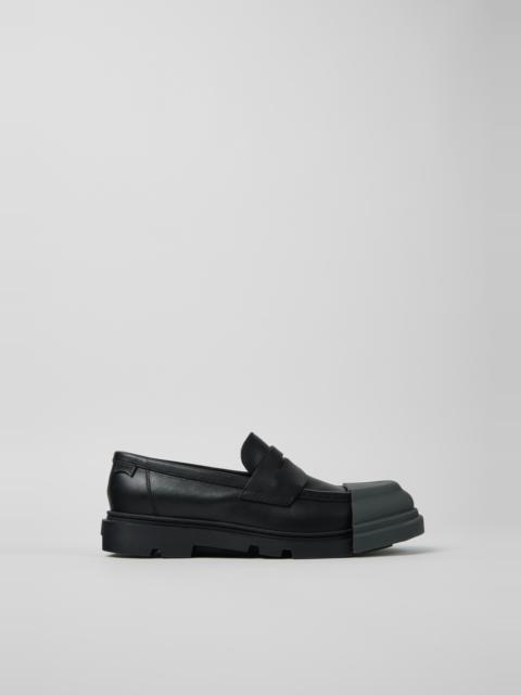 CAMPER Junction Black Leather Moccasins for Women.