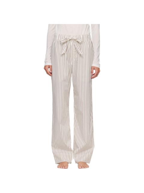 TEKLA Off-White & Brown Poplin Pyjama Pants