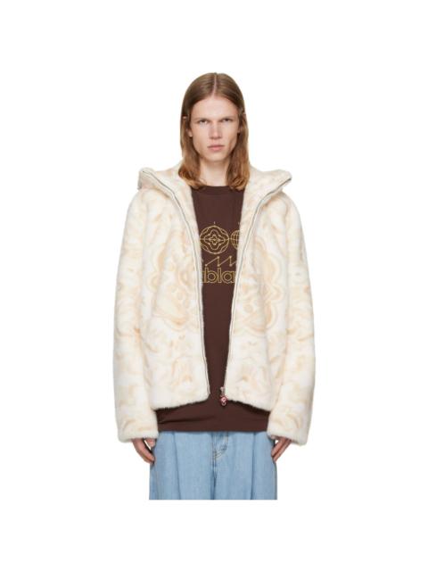CASABLANCA Beige Zip Faux-Fur Hoodie