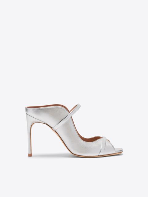 MALONE SOULIERS Noah 90 Silver Metallic Leather Sandals