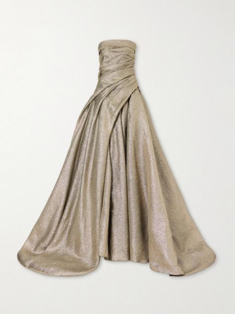 MARMAR HALIM Off-the-shoulder Draped Brocade Gown