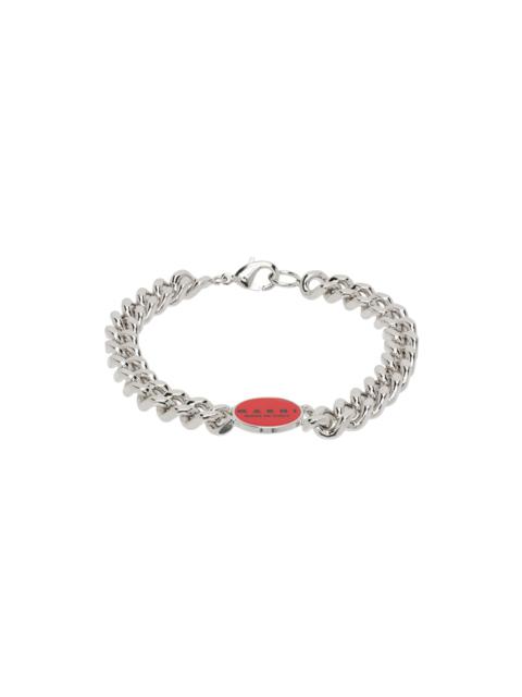 Silver & Red Logo Chain Bracelet