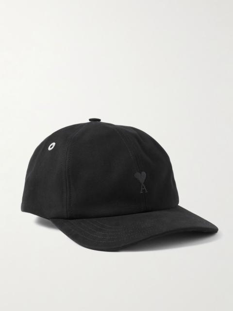 AMI Paris Logo-Embroidered Cotton-Twill Baseball Cap Black