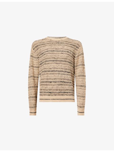 EMPORIO ARMANI Striped Crewneck Cotton-Blend Jumper