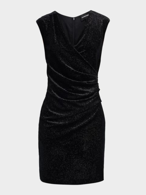 EMPORIO ARMANI Sleeveless Sparkle Draped Mini Dress