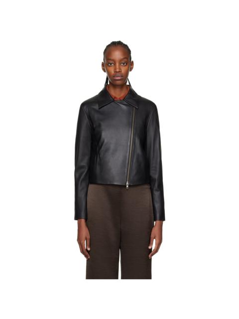 Vince Black Asymmetric Leather Jacket