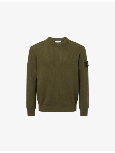 Stone Island Ribbed Compass-Badge Cotton Knit Jumper