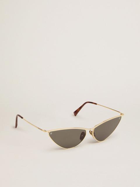 Golden Goose Sunglasses cat-eye style with gold frame and green lenses