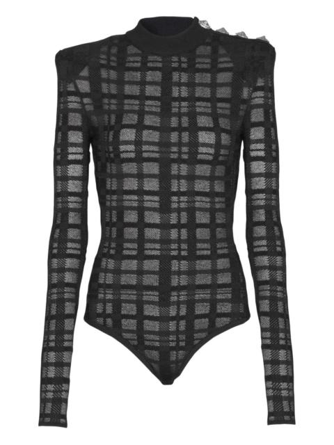 Balmain button plaid-pattern Bodysuit