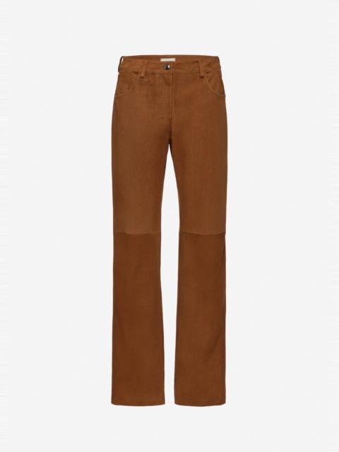 MAGDA BUTRYM Corduroy-effect leather straight-leg pants in terracotta