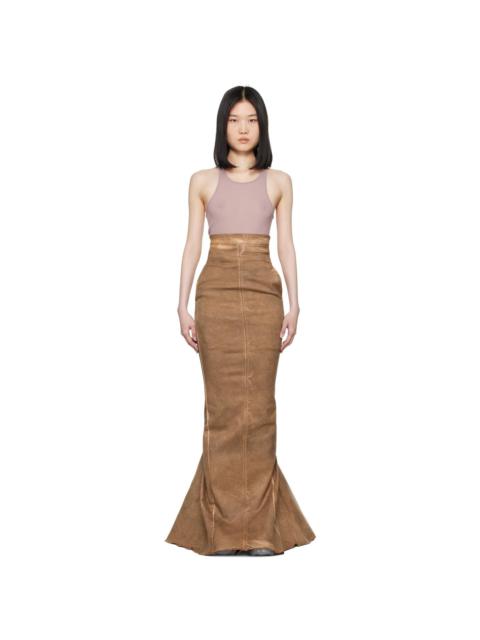 Brown Lido Dirt Pillar Long Denim Maxi Skirt