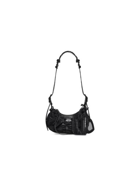 Women's Le Cagole Xs Shoulder Bag Crocodile Embossed in Black