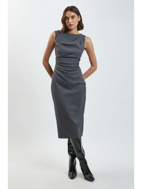 KAREN MILLEN Tailored Shoulder Trim Detail Ruched Pencil Dress
