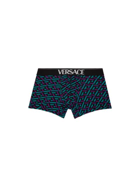 VERSACE Blue La Greca Boxers