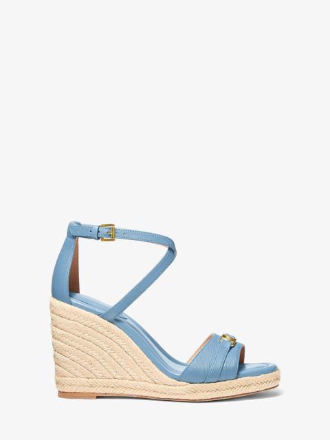 MICHAEL KORS Mandy Saffiano Leather Wedge Sandal