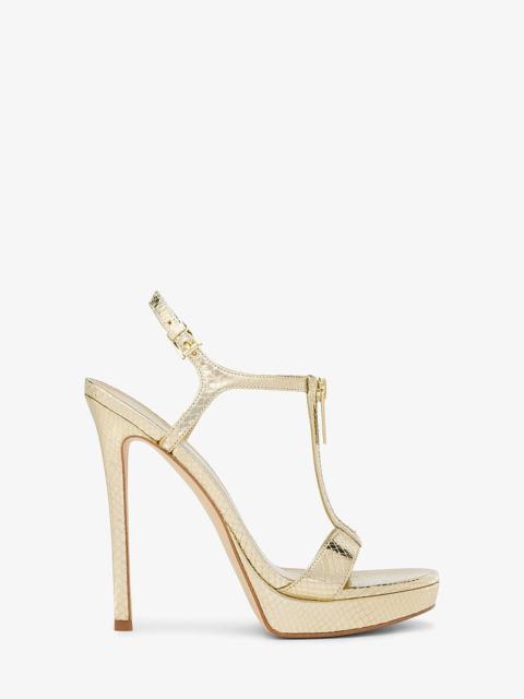 MICHAEL KORS Berkley Metallic Snake Embossed Leather Stiletto Sandal