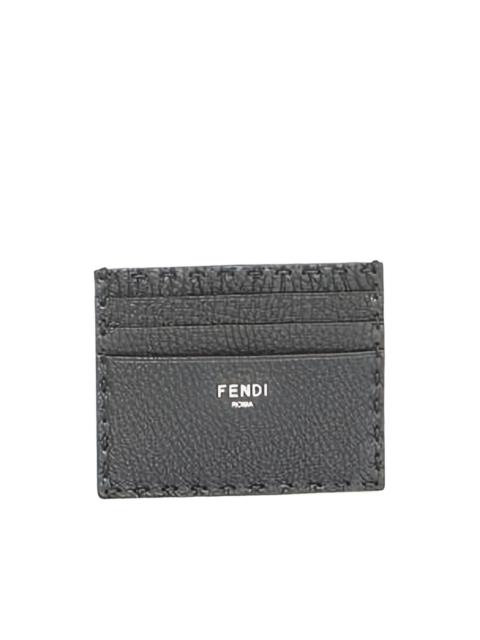 FENDI leather saddle-stitching cardholder