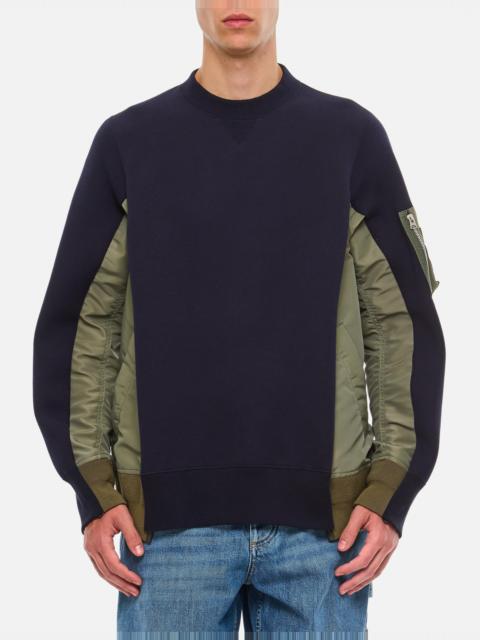 Cotton and Nylon Crewneck Sweatshirt