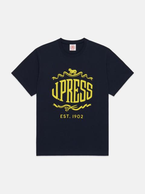 J. PRESS NAVY J. PRESS "SHEEP & SHEARS" LOGO T-SHIRT