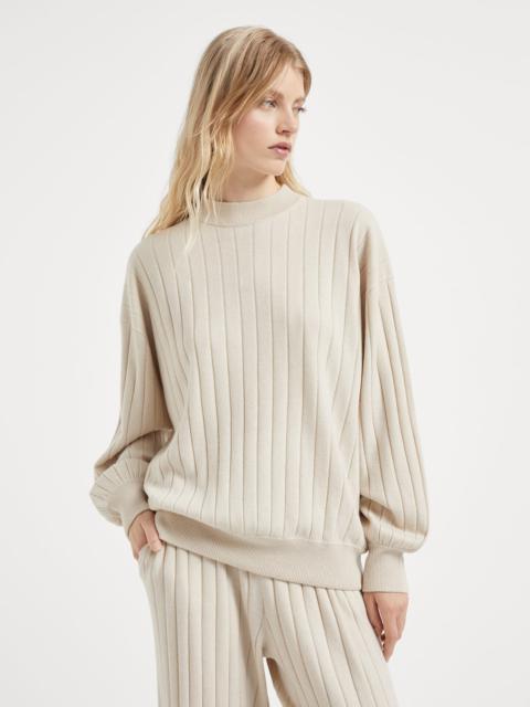 Brunello Cucinelli Cashmere flat rib sweater with monili