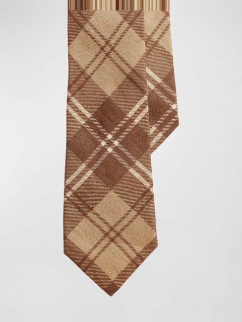 Men's Plaid-Print Linen Tie