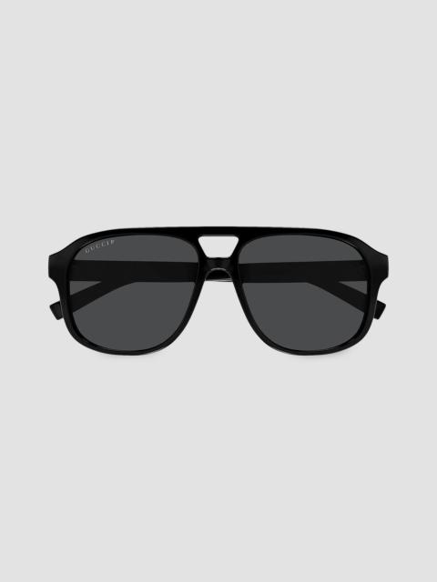 GUCCI Men's Lines 57MM Pilot Sunglasses - Black