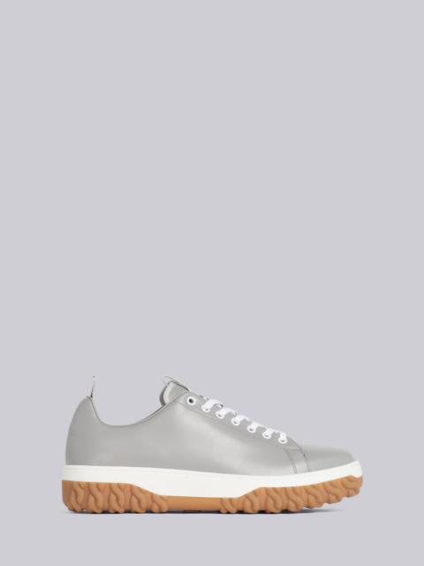 Thom Browne Medium Grey Vitello Calf Leather Cable Knit Sole Court Sneaker