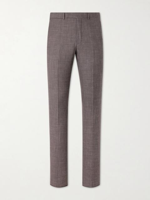 ZEGNA Straight-Leg Price of Wales Checked Wool, Silk and Linen-Blend Suit Trousers