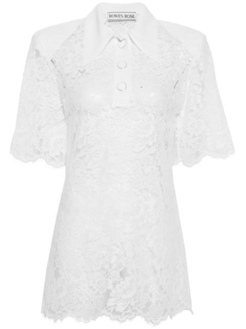 ROWEN ROSE floral-lace polo top