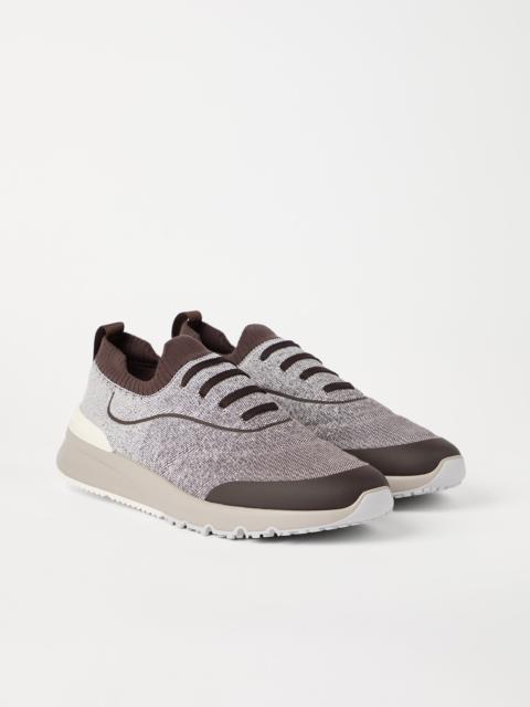 Brunello Cucinelli Techno cotton knit runners with heat-bonded details