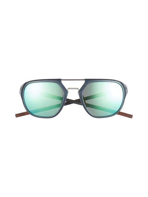 TAG Heuer Line 53mm Polarized Pilot Sunglasses in Matte Blue /Green Polarized