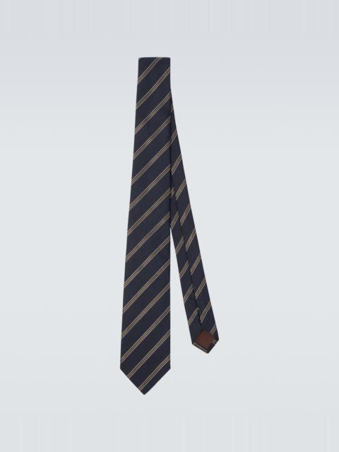 Canali Striped silk and wool tie